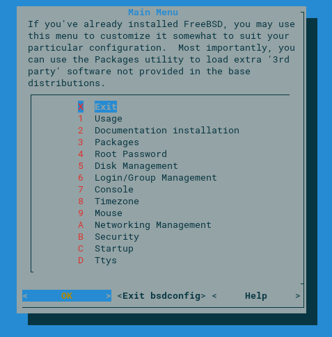 FreeBSD bsdconfig menu