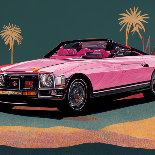 Pink Cadillac from True Romance. Image produced with midjourney.com