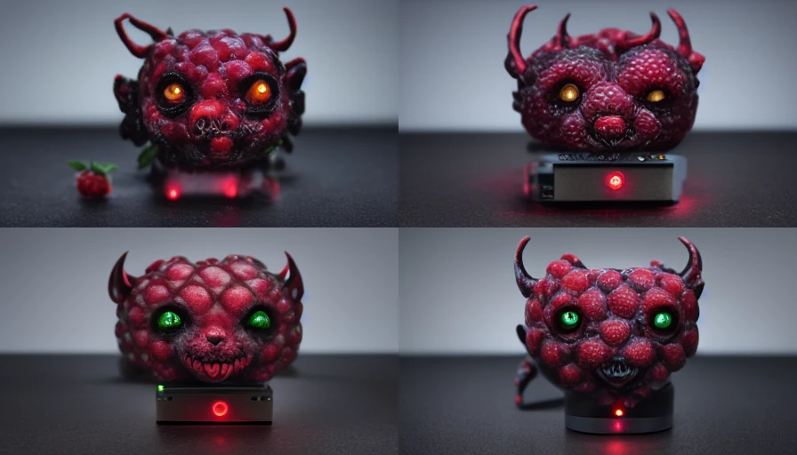 a demon possessed raspberry pi ultra realistic (midjourney depiction)